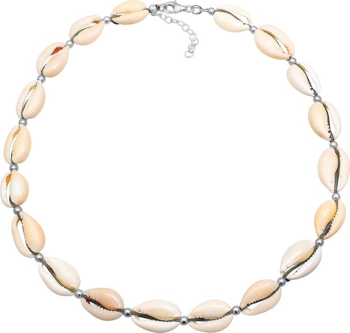 Actual product image Elli Necklace Genuine Kauri Shells Beach 925 Sterling Silver (925 Sterling silver gold-plated, Nylon, Seashell, No stone, 36 cm)