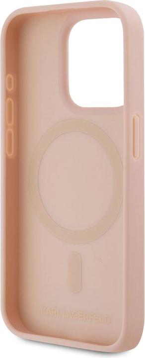 Actual product image Karl Lagerfeld KLHMP15XPKHPORPP iPhone 15 Pro Max 6.7" hardcase różowy/pink Leather Monogram Metal L (Apple iPhone 15 Pro Max)