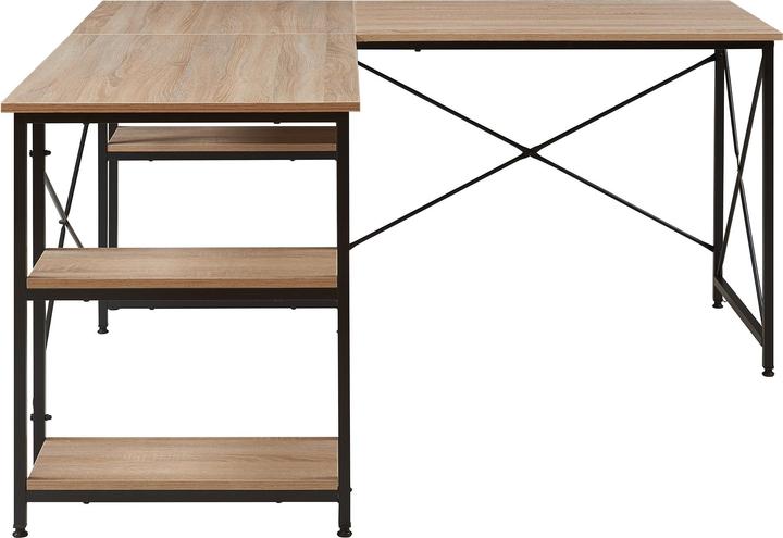 Produktbild En.Casa Schreibtisch Klirurud mit 2 Regalen L-förmig 150x150x75 cm Eicheoptik (150 x 150 x 75 cm)