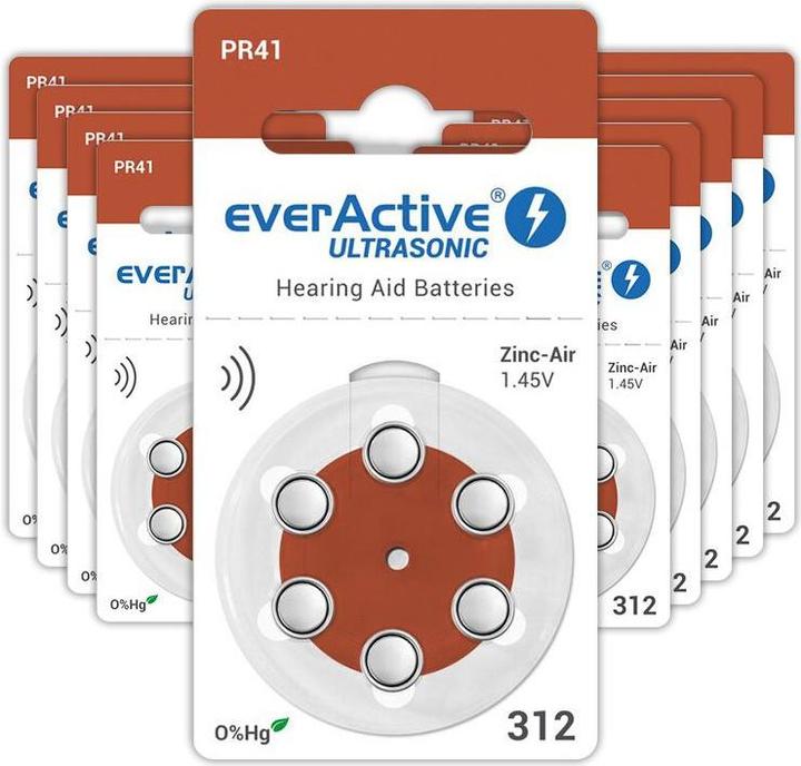 Produktbild Everactive Ultrasonic 312 - Hörgerätebatterien (60 Stk., A312, 100 mAh)