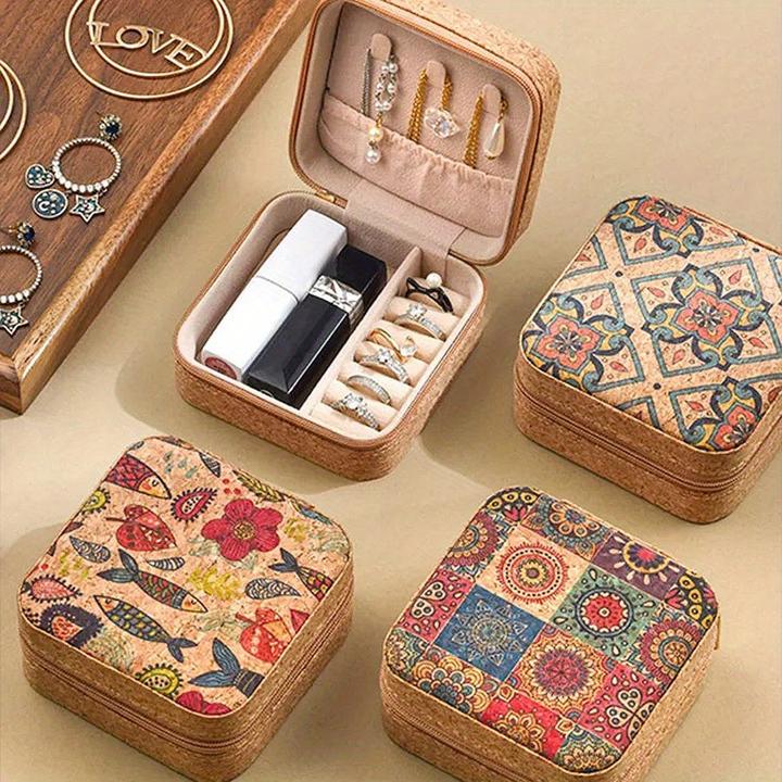 Actual product image Only-Bags.Store Coffret à bijoux 4 pièces en similicuir bohème chic et artisanal - Organiseur de voyage portable