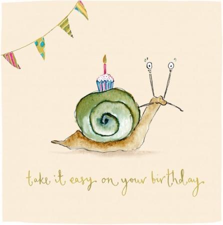 Actual product image Louise Mulgrew Glückwunschkarte take it easy on your Birthday - Schnecke - von (1 pcs.)