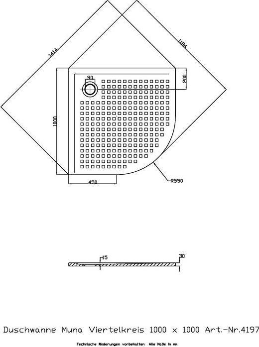 Actual product image Hoesch Quarter-circle shower tray MUNA m AR 1000x1000x30mm white