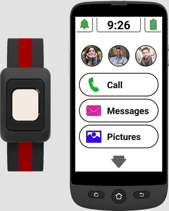 Swissvoice S510M Smartphone pour seniors avec bracelet SOS sans fil et étui.Android et 4G+ (S501) (5.80", 8 Mpx, 4G)