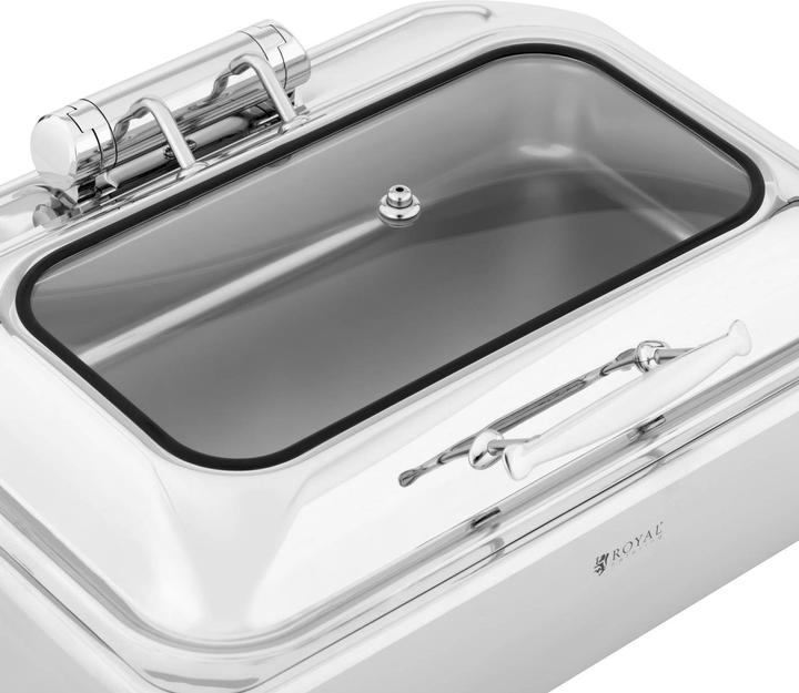 Produktbild Royal Catering Chafing Dish Warmhaltebehälter Speisenwärmer Brennpaste GN 1/1 8,5L Sichtfenster
