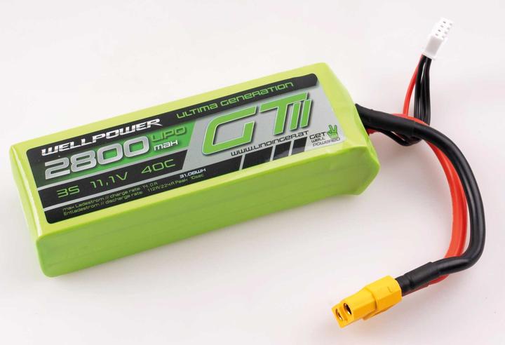 Actual product image Wellpower LIPO AKKU ULTIMA GT II 2800 mAh / 11,1 Volt 3S 40/80C CH5/8 XT-60 (11.10 V, 2800 mAh)