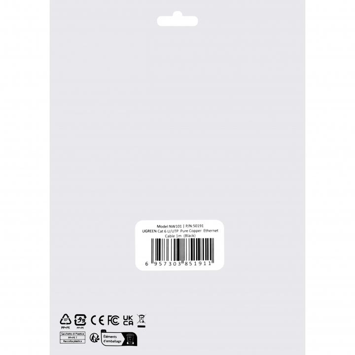 Actual product image Ugreen Cable UTP Patch CAT6 Pure Copper 1m NW101 50191 (U/UTP, CAT6, 1 m)