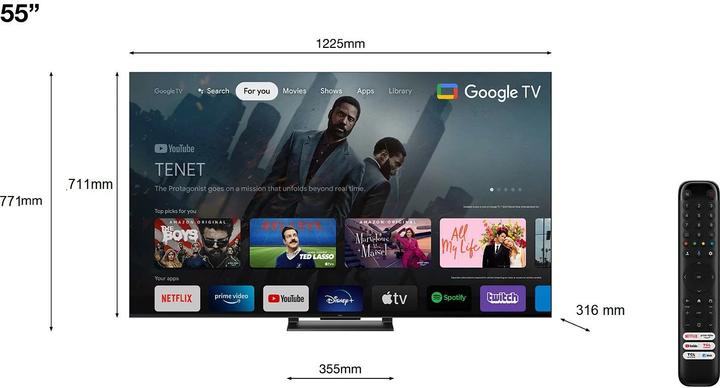 Actual product image TCL 55T8A (55", QLED, 2023)