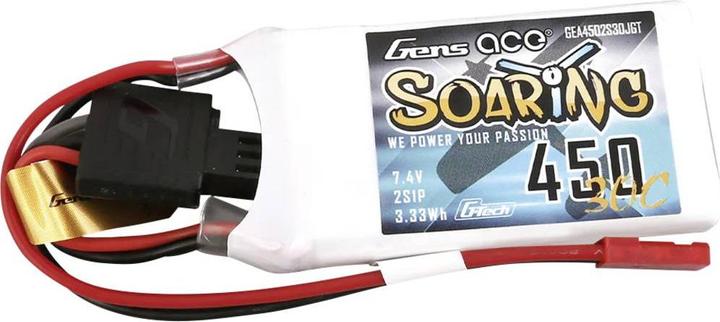 Gens Ace Batteria G-Tech Soaring 450mAh 7.4V 30C 2S1P JST-SYP (7.40 V, 450 mAh)