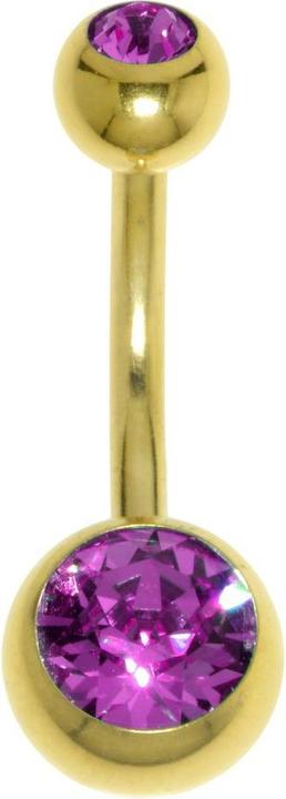Produktbild Bijouteria Bauchpiercing (Chirurgenstahl 316L, PVD Beschichtung (goldfarbig), Premium Kristall)