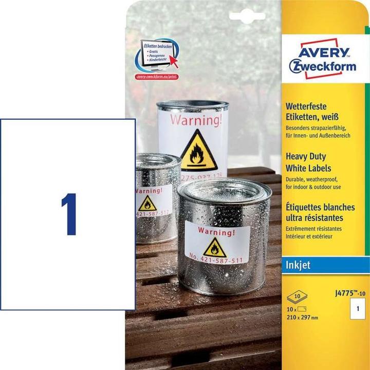 Actual product image Avery weatherproof and durable inkjet labels