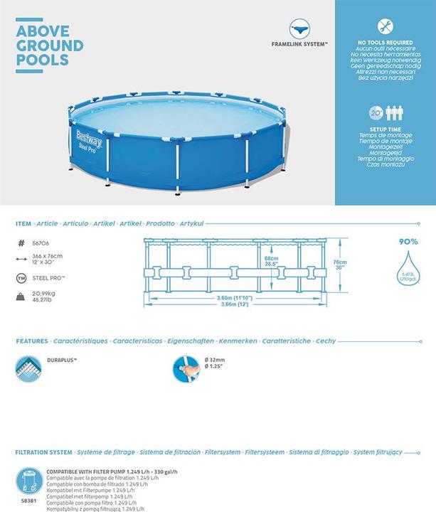 Produktbild Bestway Steel Pro (Ø 366 x 76 cm)