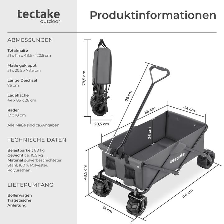 Image du produit tectake Chariot de jardin tout-terrain