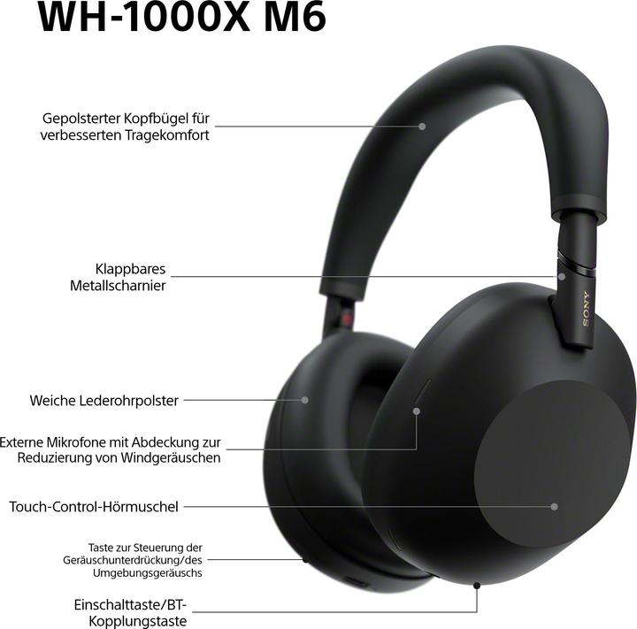 Produktbild Sony WH-1000XM6 (ANC, 30 h, Kabellos, Kabelgebunden)