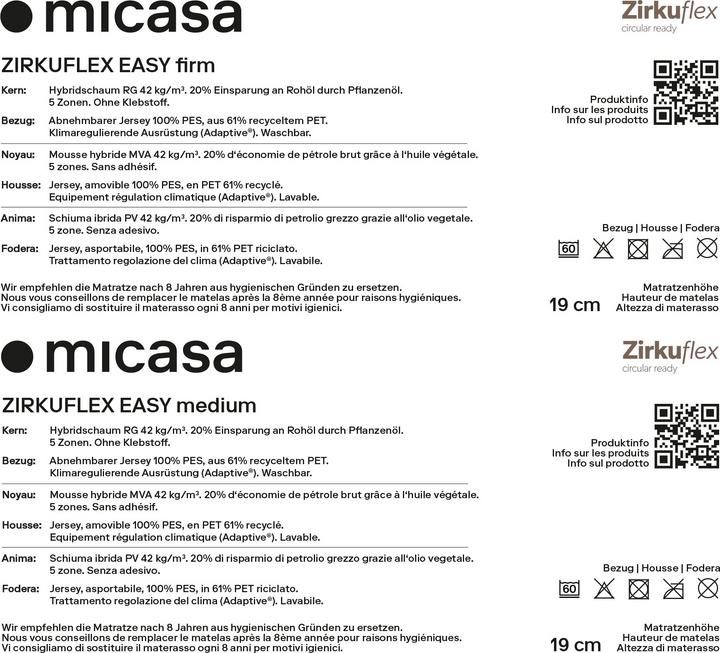 Produktbild micasa Zirkuflex Easy (120 x 200 cm, Schaumstoffkern)