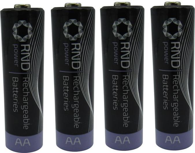 RND Batteria ricaricabile, Ni-MH, AA, 1.2V, 2Ah, confezione da 4 (4 pz., AA, 2000 mAh, Accumulatore di carica elettrica)