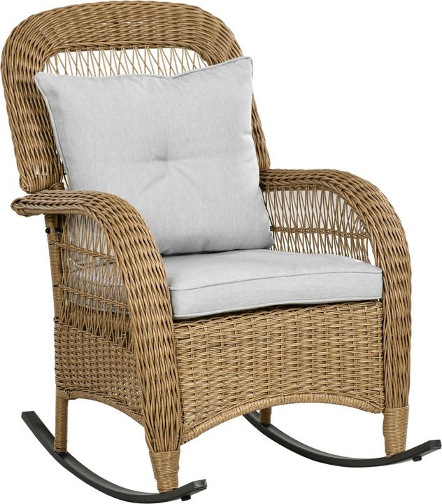 Immagine prodotto Outsunny Sedia a dondolo in rattan con cuscino di seduta