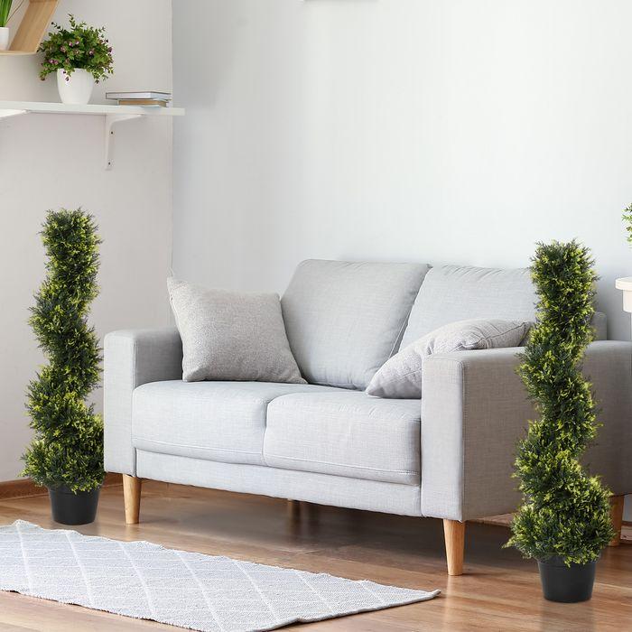 Immagine prodotto Swisshandel24 2er Set künstliche Zedernbaum gross 90 cm Kunstpflanze für Wohnzimmer Büro (90 cm)