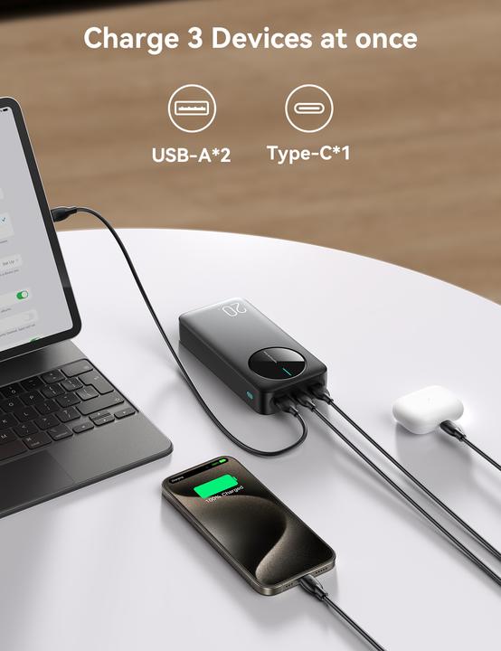 Produktbild Joyroom Powerbank JR-PBF14 20000mAh 2.4A 2x USB-A 1x USB-C - black (20000 mAh, 74 Wh)