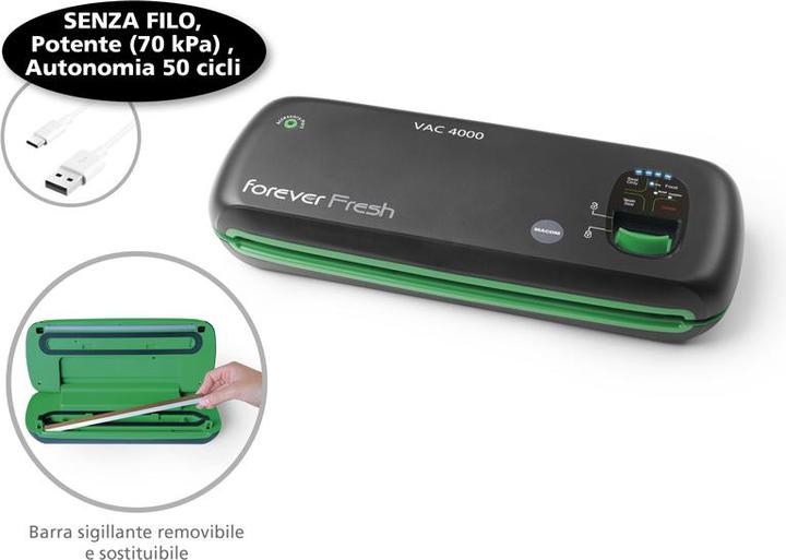 Immagine prodotto Macom VAC 4000 macchina per sottovuoto Nero, Verde
