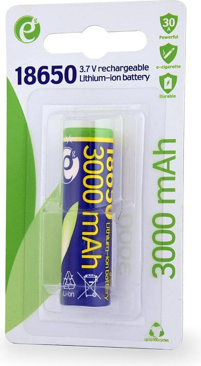 Actual product image Gembird Li-ion battery type 18650 10C 3000 mAh (1 pcs., 18650, 3000 mAh)