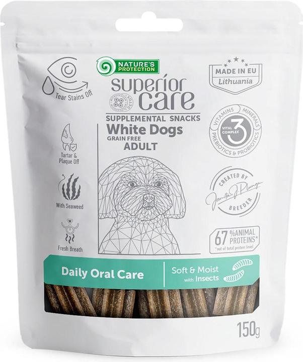 Produktbild Triton White Dogs Grain Free Daily Oral Care mit Insekten Adult Alle Rassen, 150g (Adult, 8 Stk., 150 g)