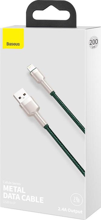 Actual product image Baseus USB cable for Lightning Cafule, 2.4A, 2m (green) (2 m, USB 2.0)