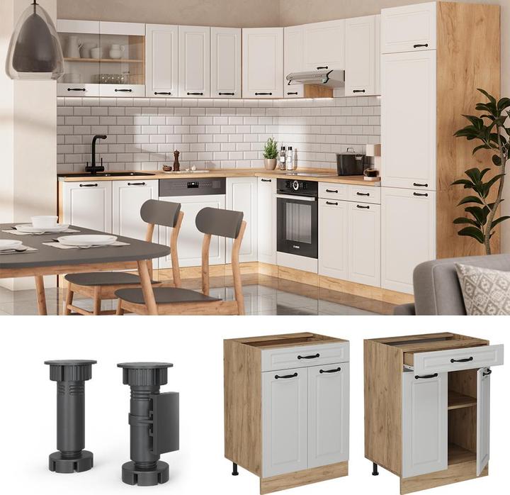 Produktbild Vicco Küchenunterschrank R-Line, Weiss Landhaus/Goldkraft Eiche, 60 cm mit Schublade, AP Anthrazit