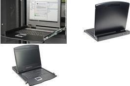 Produktbild Digitus Modulare Konsole mit 483cm 19Zoll TFT 8 Port KVM & Touchpad deutsche Tastatur RAL 9005 -...