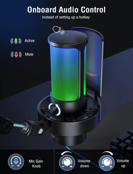 Produktbild Fifine A8PLUS USB Microphone for Recording and Streaming on PC and Mac, with 3 RGB Modes