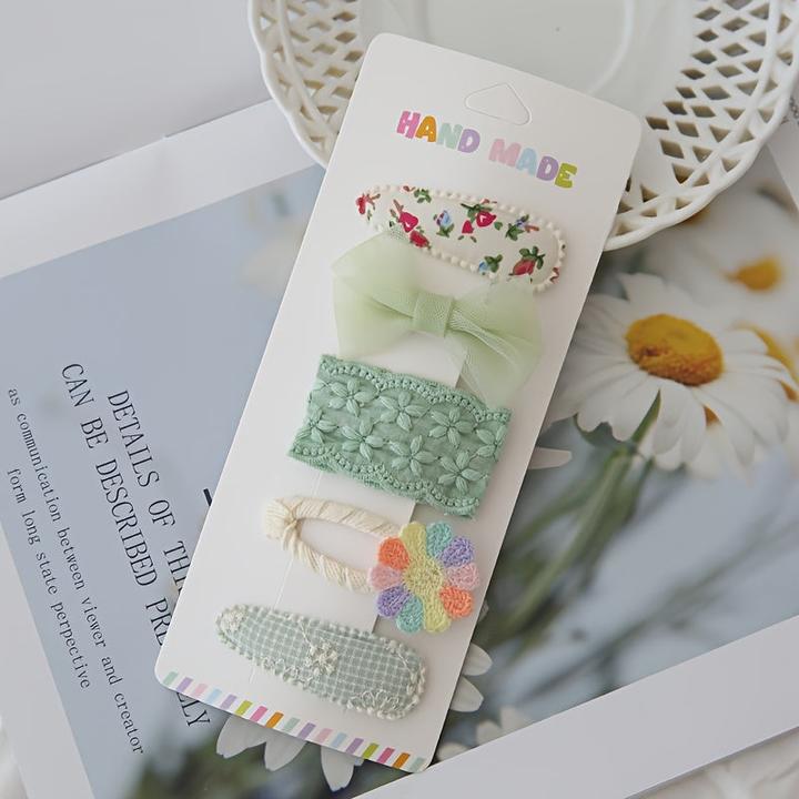 Image du produit Activity Board 5-Pack gemischte Mode niedlichen Kinder Haarspangen Set, Floral Polyester BB Haarnadel Set für (5 pcs)