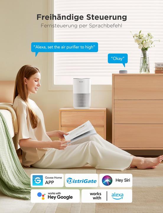 Actual product image GoveeLife Mini-Luftreiniger H7127 mit HEPA Smart Filter & App-Steuerung (35 m²)