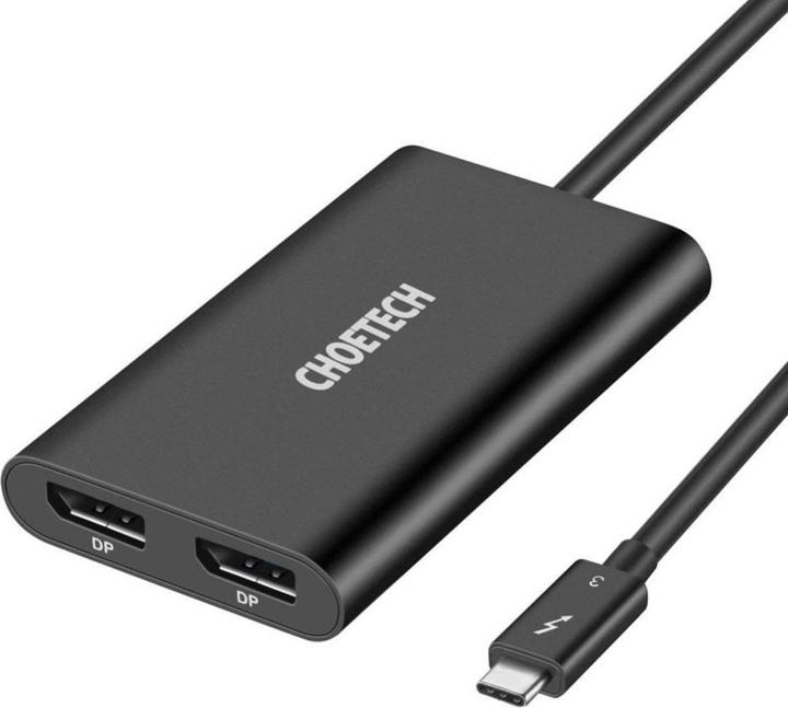 Immagine prodotto Choetech Adattatore da USB Type-C Thunderbolt 3 (40 Gbit/s) a 2 x DisplayPort 4K 60 Hz Nero (HU (USB-C, 8.50 cm)