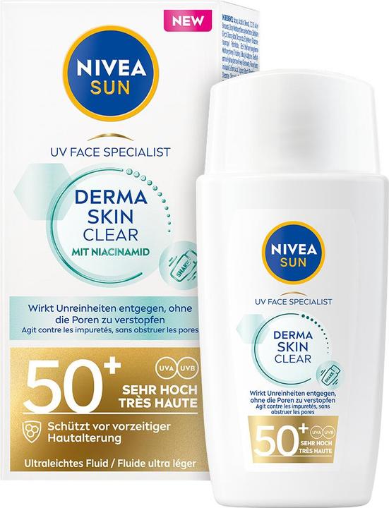 Image du produit NIVEA UV Face Derma Skin Clear SPF 50+ (Crème solaire visage, SPF 50, 40 ml, 62 g)