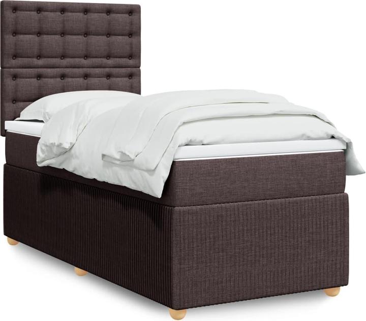 Produktbild VidaXL Boxspringbett Polsterbett Bett mit Matratze Dunkelbraun 140x200cm Stoff (140 x 200 cm, 140 x 200 cm)