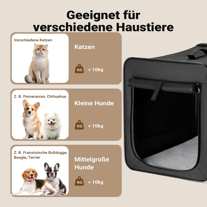 Actual product image Fudajo Foldable Carrier in Black for Dogs, Cats, and Pets, Size M (58x46x53 cm), with Cushion (Dog, Foldable, Washable, Breathable)
