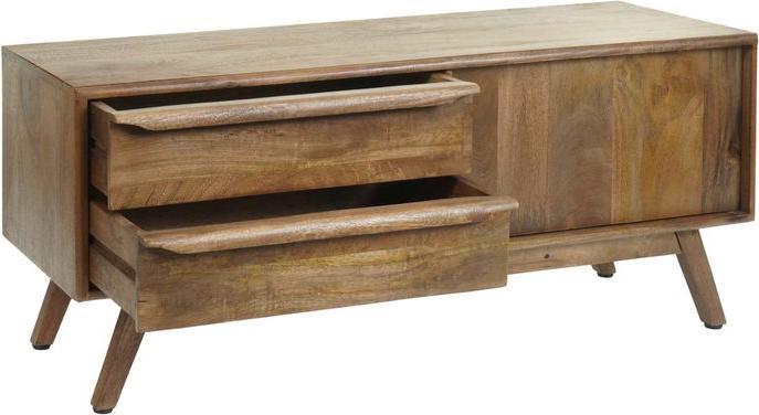 Mendler TV-Rack HWC-L96, Massiv-Holz Mango 46x110x35cm