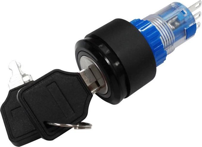 Image du produit RND Components Interrupteur à clé industriel, 22 mm 1 inverseur 220 VCA 2 pos. 90° ON-OFF à verrouillage