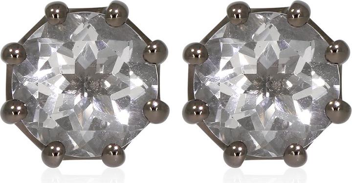 Immagine prodotto Xen Orecchini con cristallo di rocca di circa 3,78 carati. Rodio nero (Argento 925)