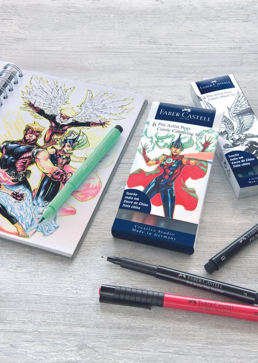 Actual product image Faber-Castell PITT Artist Pen Comic (White, 6 x)