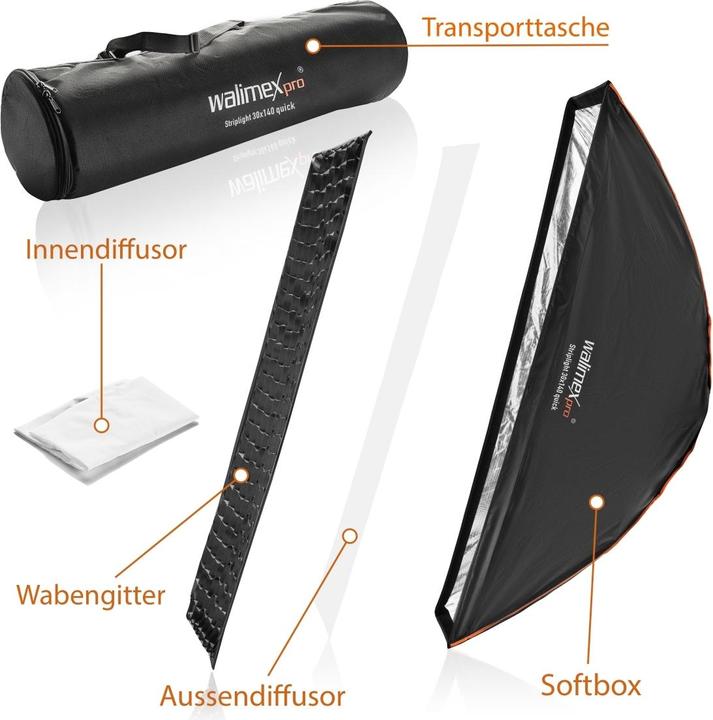 Image du produit Walimex pro pro Studio Line Striplight QA 30x140cm (Boîte à lumière)