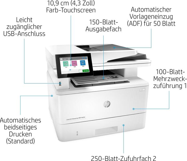 Produktbild HP LaserJet Enterprise M430f MFP (Laser, Schwarz-Weiss)
