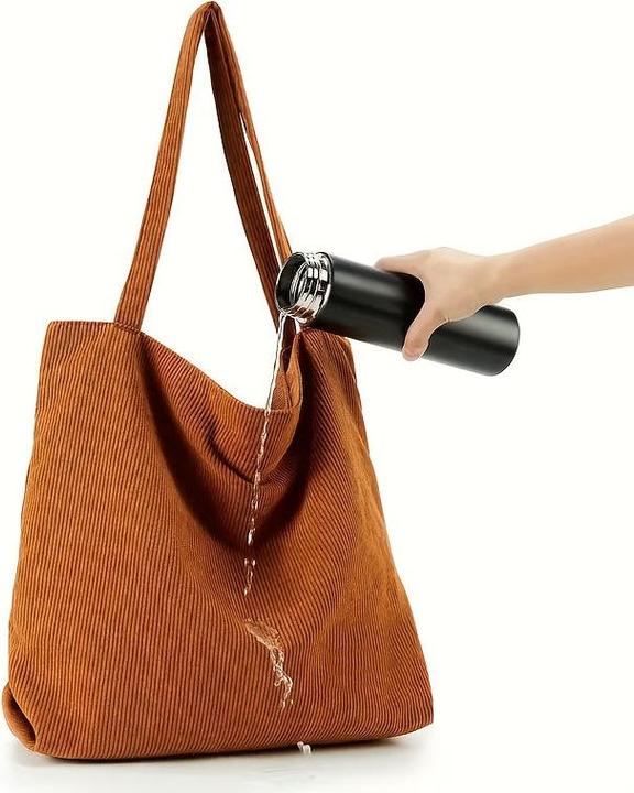 Actual product image Only-Bags.Store Corduroy shoulder bag, minimalist monochrome tote bag, all-match storage handbag
