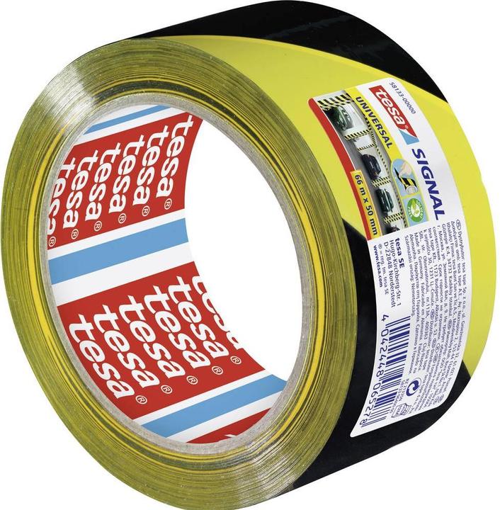 Produktbild tesa UNIVERSAL Signal Markierungsband, selbstklebendes PP Warnband zur permanenten Markierung (50 mm)
