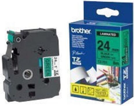 Actual product image Brother Tze-751 (2.40 cm, Green, Black)