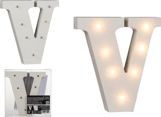Actual product image Ootb Illuminated wooden letter V, with 7 LEDs, approx. 16 cm