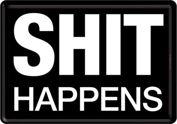 Produktbild Nostalgic-Art Merchandising Blechpostkarten. Achtung / Shit Happens (1 Stk.)