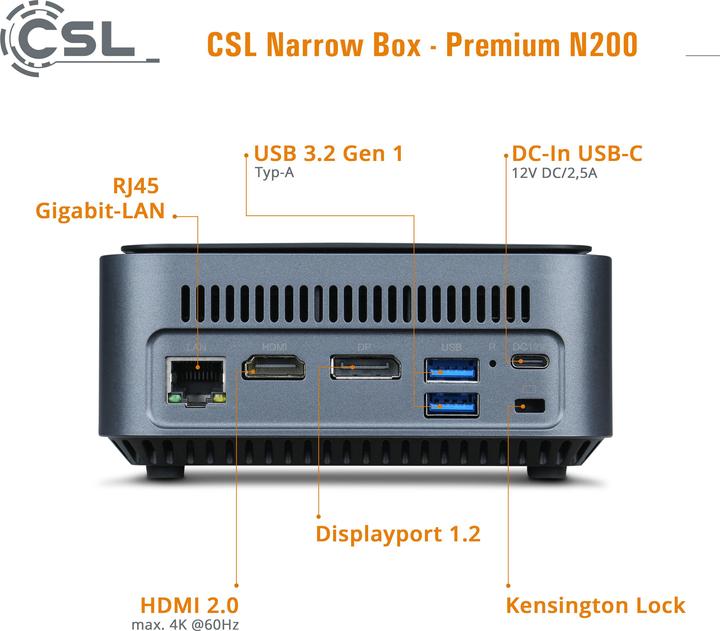 Produktbild CSL Narrow Box (Intel N200, 8 GB, 500 GB, Intel UHD Graphics)