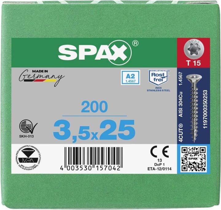 Immagine prodotto Spax Viti mordenti per pannelli truciolati A2 (200 Viti per pezzo)
