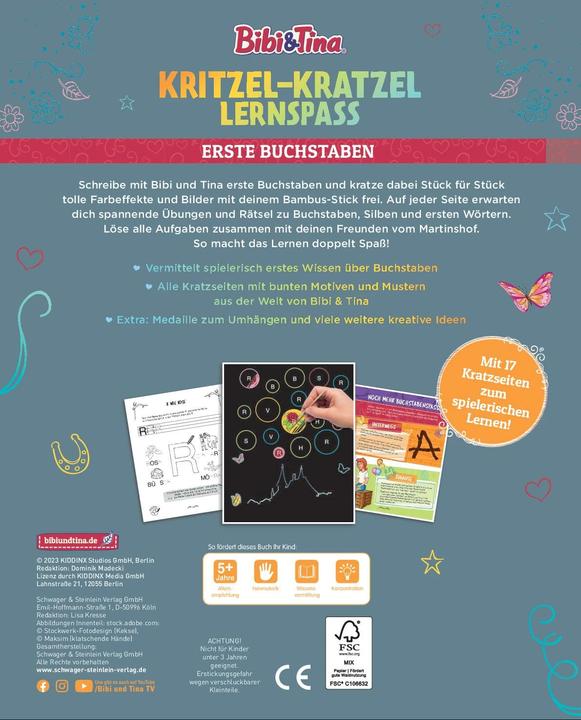 Actual product image Bibi & Tina Krtizel Krazel Lernspass - Erste Buchstaben (German, Schwager & Steinlein Publishing House, 2022)